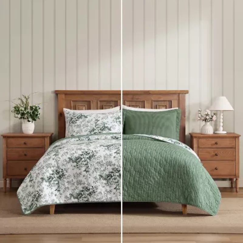 Laura Ashley Toile Delight Easy Care Quilt Set