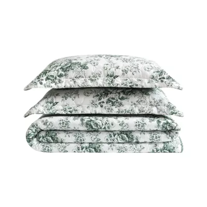 Laura Ashley Toile Delight Easy Care Quilt Set