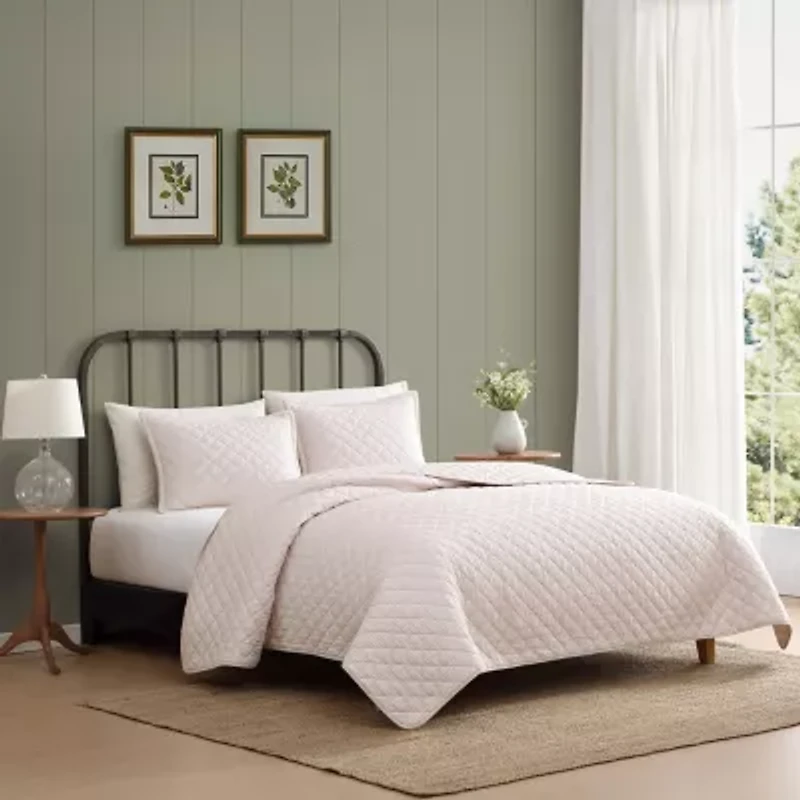 Laura Ashley Tessas Stripe Easy Care Quilt Set