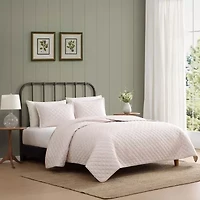 Laura Ashley Tessas Stripe Easy Care Quilt Set