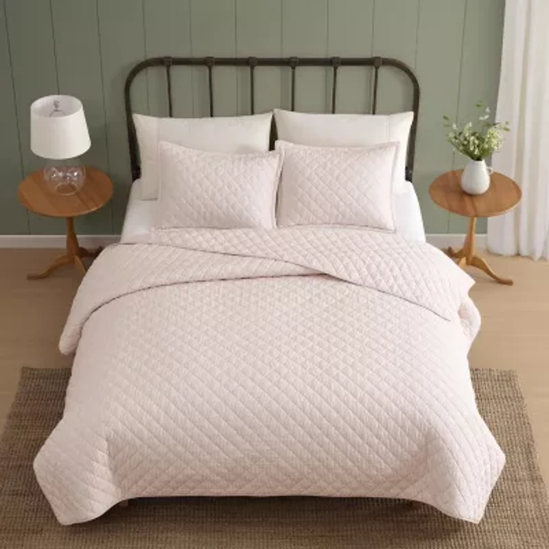Laura Ashley Tessas Stripe Easy Care Quilt Set