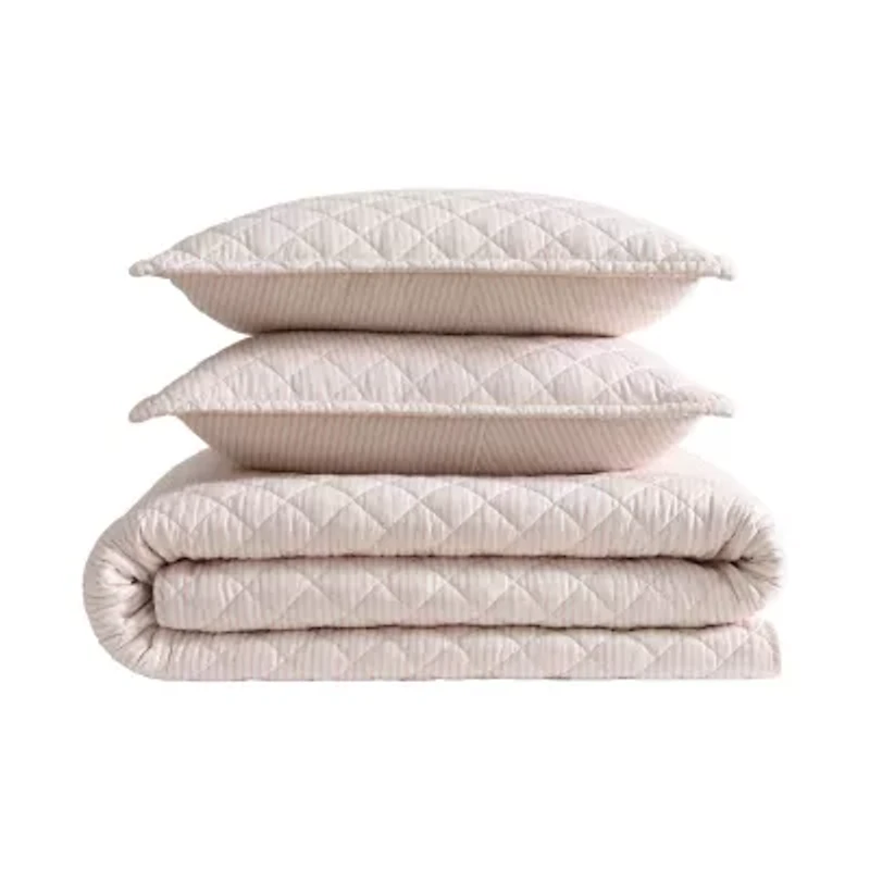 Laura Ashley Tessas Stripe Easy Care Quilt Set