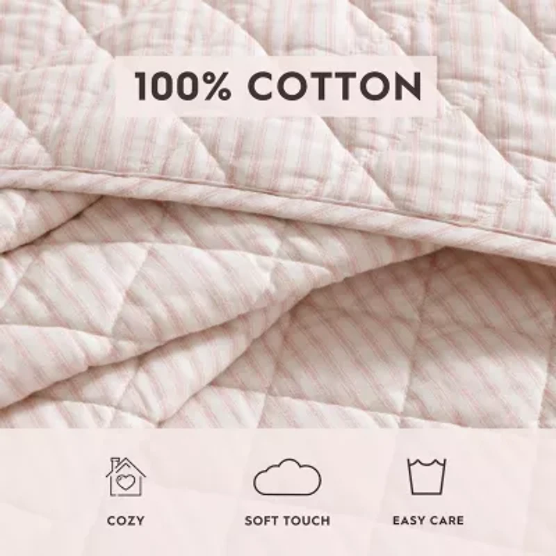 Laura Ashley Tessas Stripe Easy Care Quilt Set