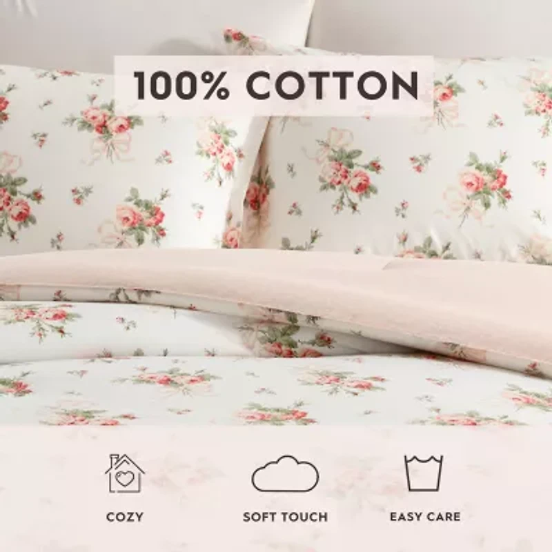 Laura Ashley Ribbon Bouquet Easy Care Comforter Set
