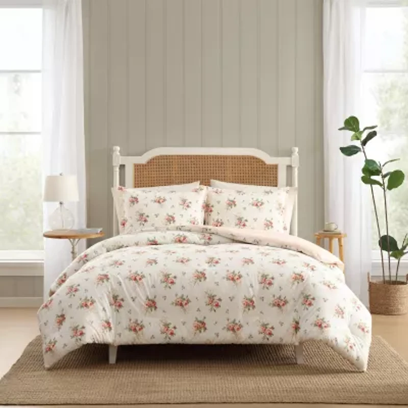 Laura Ashley Ribbon Bouquet Easy Care Comforter Set