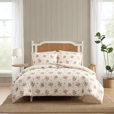 Laura Ashley Ribbon Bouquet Easy Care Comforter Set