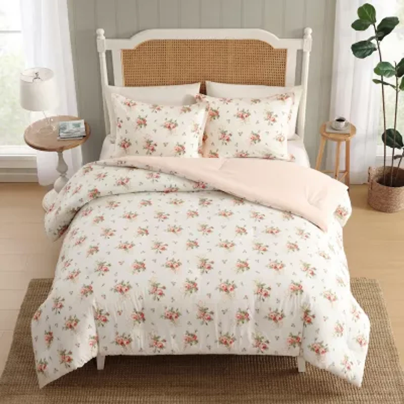 Laura Ashley Ribbon Bouquet Easy Care Comforter Set