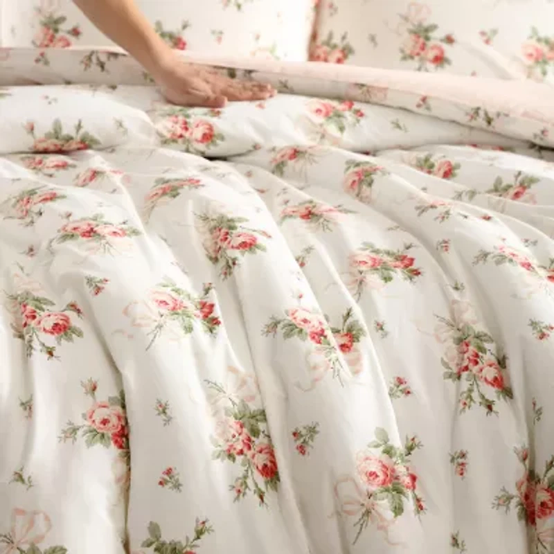 Laura Ashley Ribbon Bouquet Easy Care Comforter Set