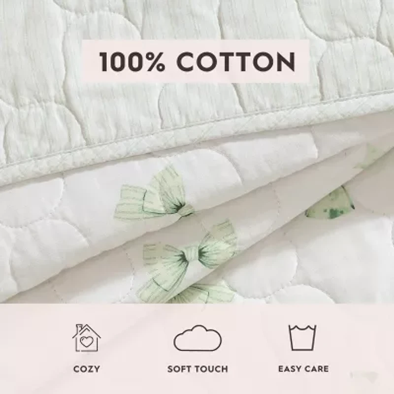 Laura Ashley Bouncy Bows Easy Care Quilt Set