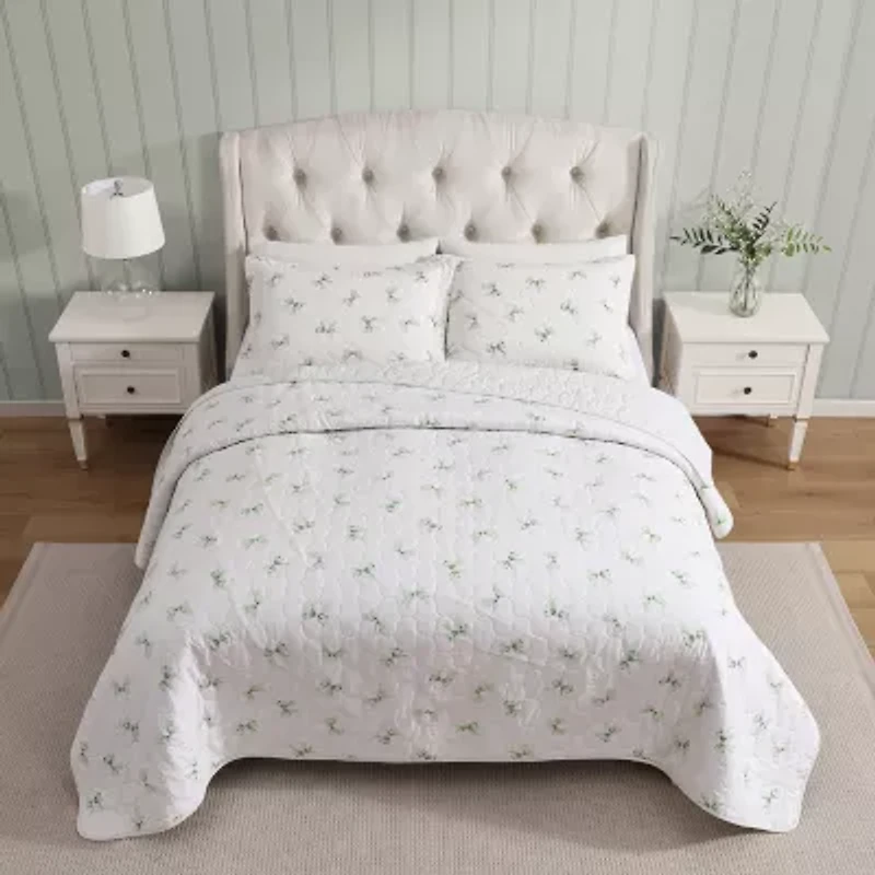 Laura Ashley Bouncy Bows Easy Care Quilt Set