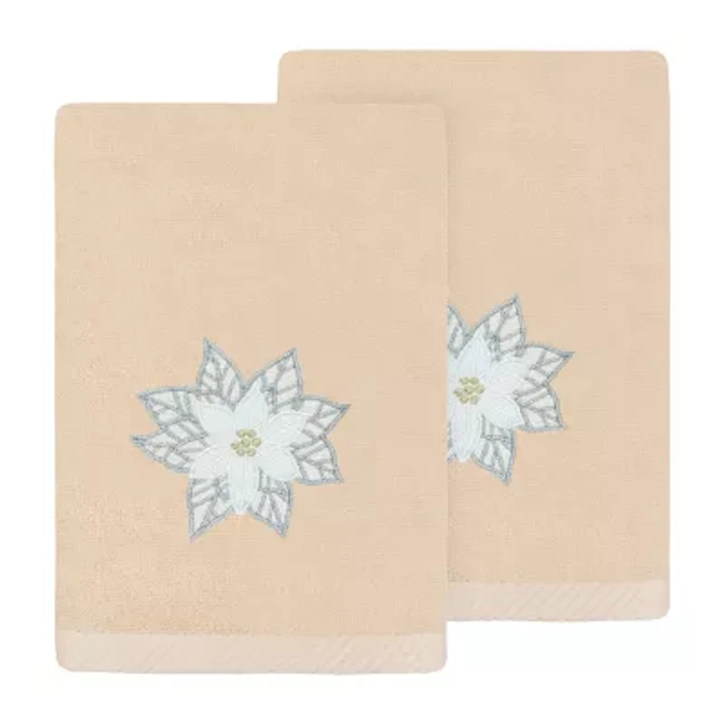 Linum Home Textiles Christmas Blossom Embroidered 2-pc. Hand Towel