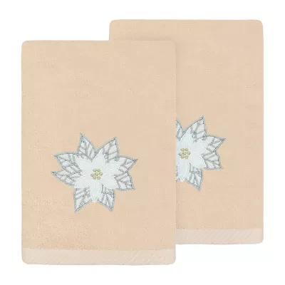Linum Home Textiles Christmas Blossom Embroidered 2-pc. Hand Towel