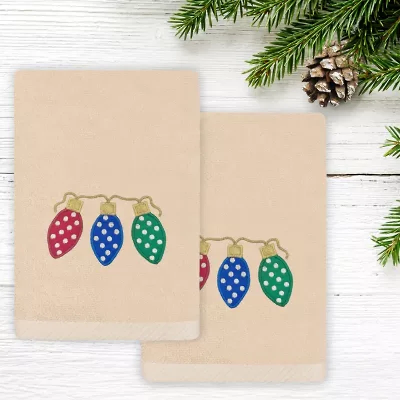 Linum Home Textiles Christmas Twinkle Embroidered 2-pc. Hand Towel