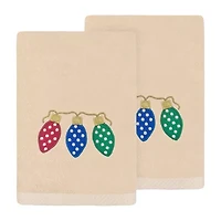 Linum Home Textiles Christmas Twinkle Embroidered 2-pc. Hand Towel