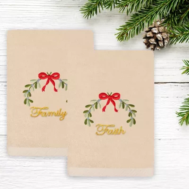 Linum Home Textiles Christmas Ideals Embroidered 2-pc. Hand Towel