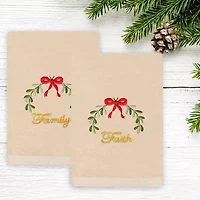 Linum Home Textiles Christmas Ideals Embroidered 2-pc. Hand Towel