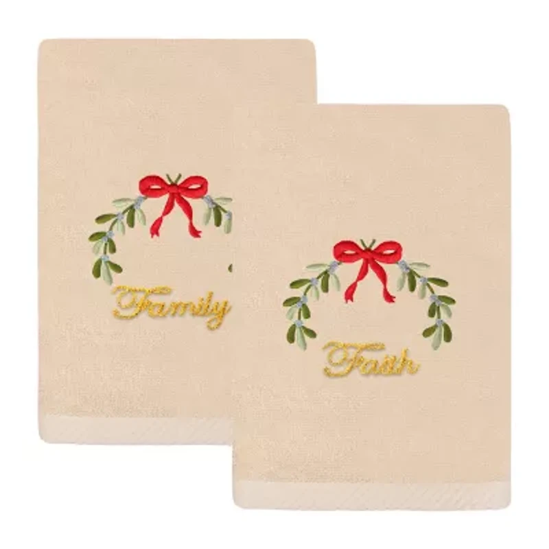 Linum Home Textiles Christmas Ideals Embroidered 2-pc. Hand Towel