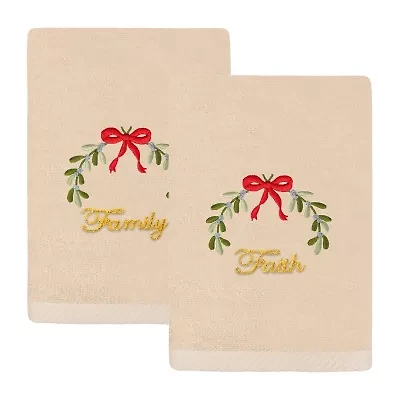 Linum Home Textiles Christmas Ideals Embroidered 2-pc. Hand Towel