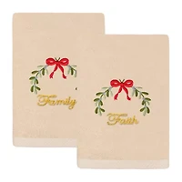 Linum Home Textiles Christmas Ideals Embroidered 2-pc. Hand Towel