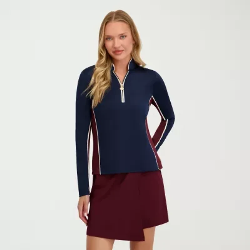 Stella Parker Womens Long Sleeve Quarter-Zip Pullover