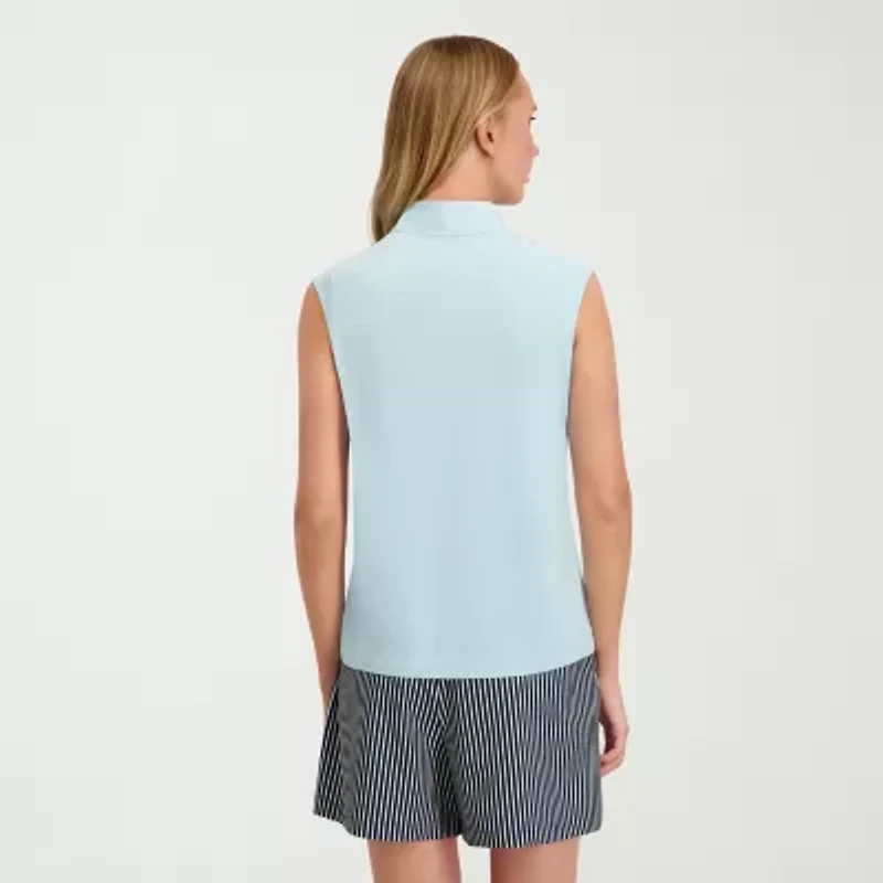 Stella Parker Womens Mock Neck Sleeveless Quarter-Zip Pullover