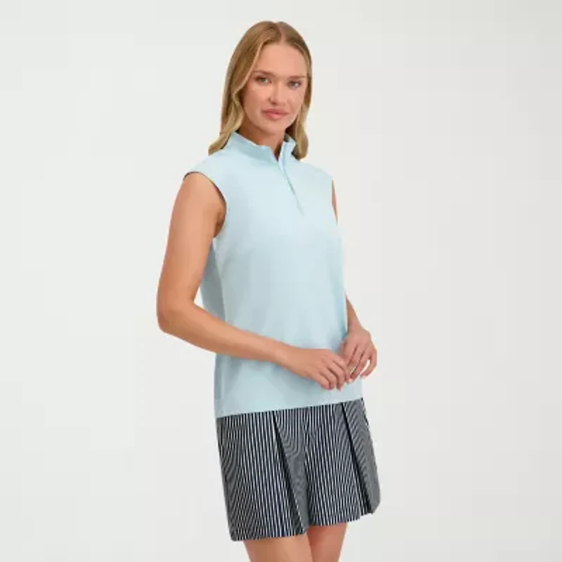Stella Parker Womens Mock Neck Sleeveless Quarter-Zip Pullover