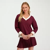 Stella Parker Womens V Neck Long Sleeve Sweatshirt