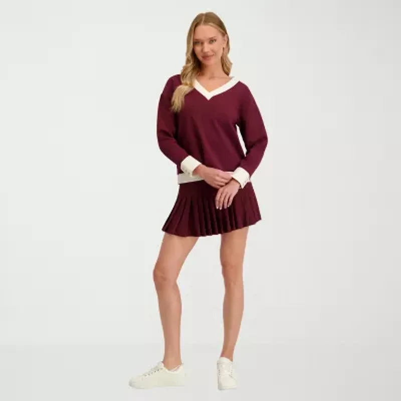 Stella Parker Womens V Neck Long Sleeve Sweatshirt