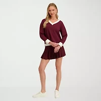 Stella Parker Womens V Neck Long Sleeve Sweatshirt