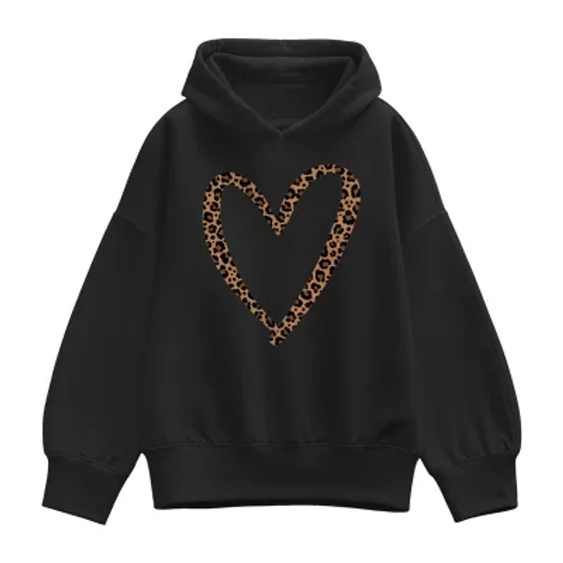 Leopard Heart Womens Long Sleeve Hoodie