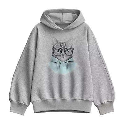 Hipster Cat Womens Long Sleeve Hoodie