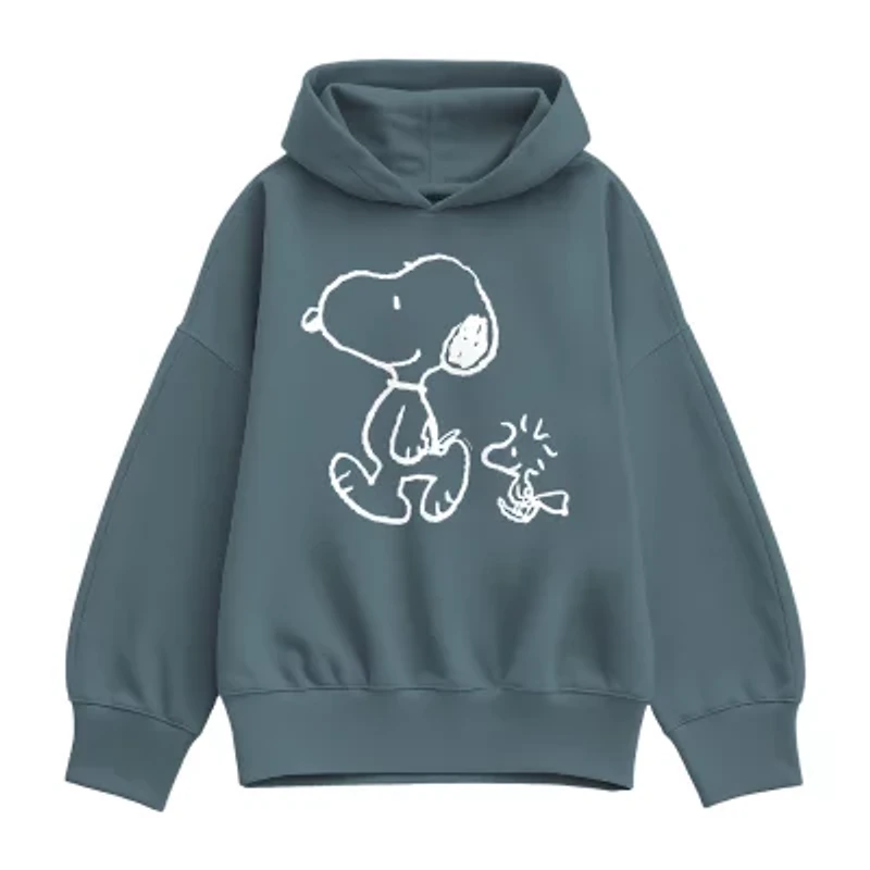 Snoopy Walking Chalk Womens Long Sleeve Hoodie