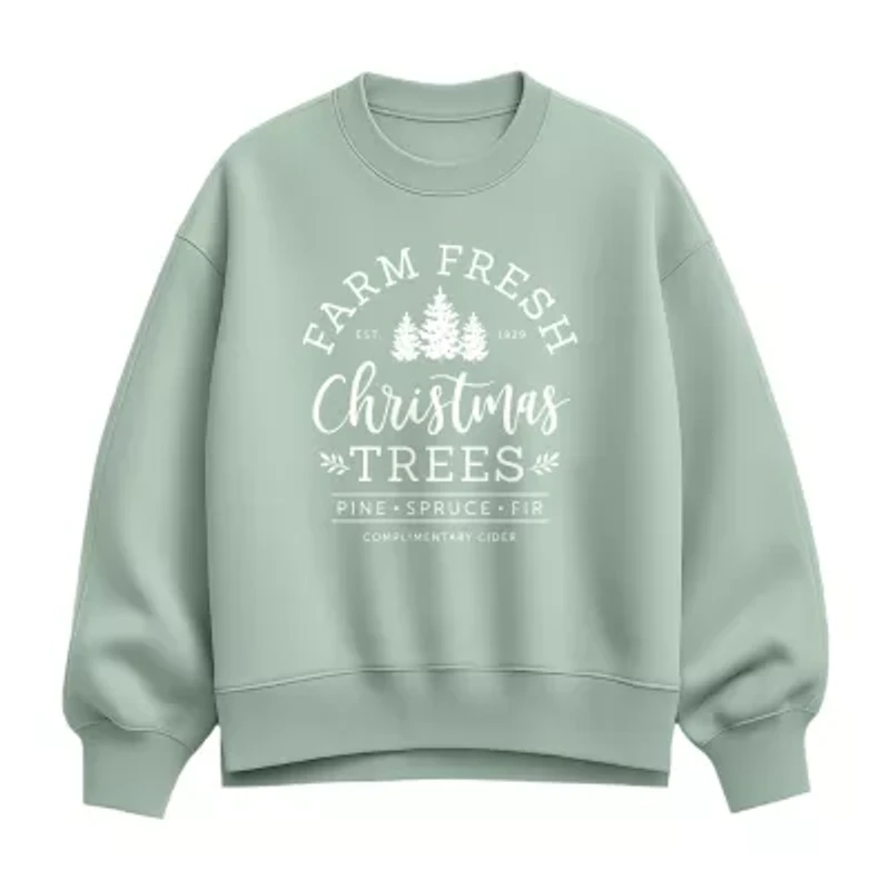 Farm Fresh Trees Womens Crew Neck Long Sleeve Pullover Sweater