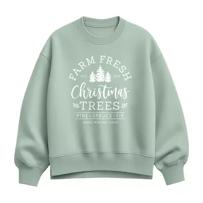 Farm Fresh Trees Womens Crew Neck Long Sleeve Pullover Sweater