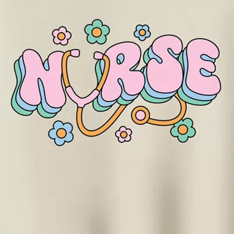 Nurse Flowers Womens Crew Neck Long Sleeve Pullover Sweater