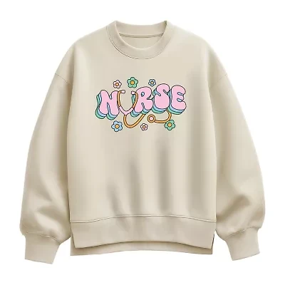 Nurse Flowers Womens Crew Neck Long Sleeve Pullover Sweater