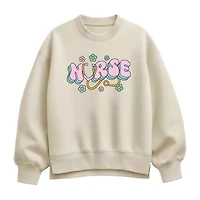 Nurse Flowers Womens Crew Neck Long Sleeve Pullover Sweater
