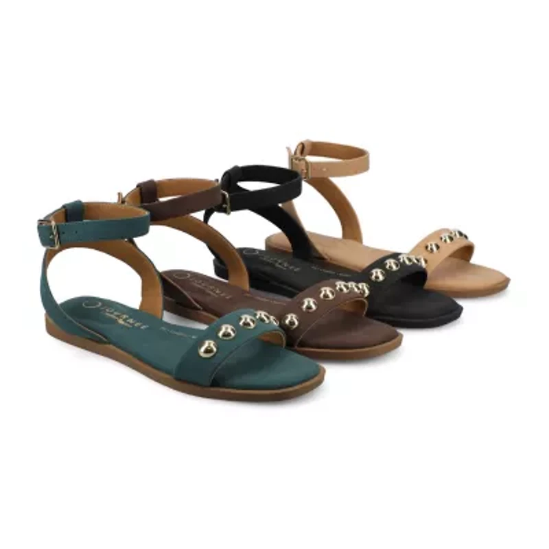 Journee Collection Womens Ankle Strap Flat Sandals