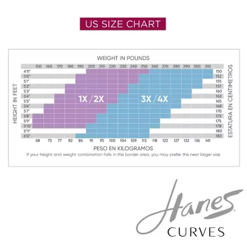 Hanes Curves Pantyhose Plus Hsp002