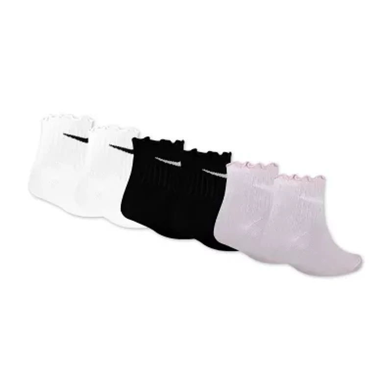 Nike Little Girls Multi-Pack 3 Pair Quarter Ankle Socks