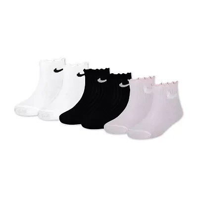 Nike Little Girls Multi-Pack 3 Pair Quarter Ankle Socks