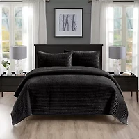 Pointehaven Velvet Channel Design Oversized Quilt Set