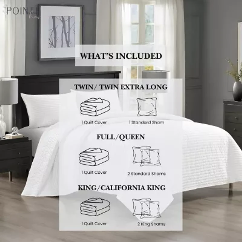 Pointehaven Velvet Channel Design Oversized Quilt Set