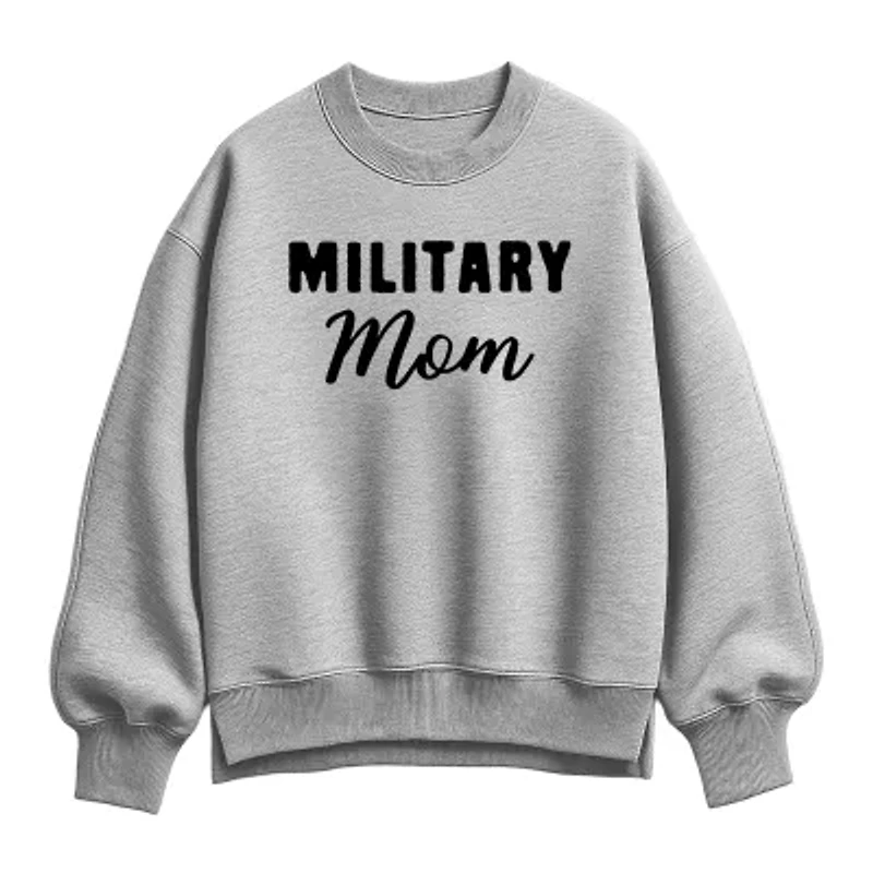 Military Mom Womens Crew Neck Long Sleeve Pullover Sweater