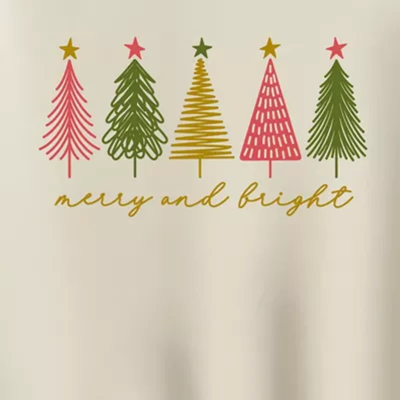 Merry And Bright Womens Crew Neck Long Sleeve Pullover Sweater