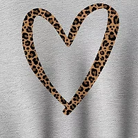 Leopard Heart Womens Crew Neck Long Sleeve Pullover Sweater