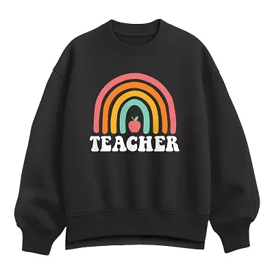 Teacher Rainbow Womens Crew Neck Long Sleeve Pullover Sweater
