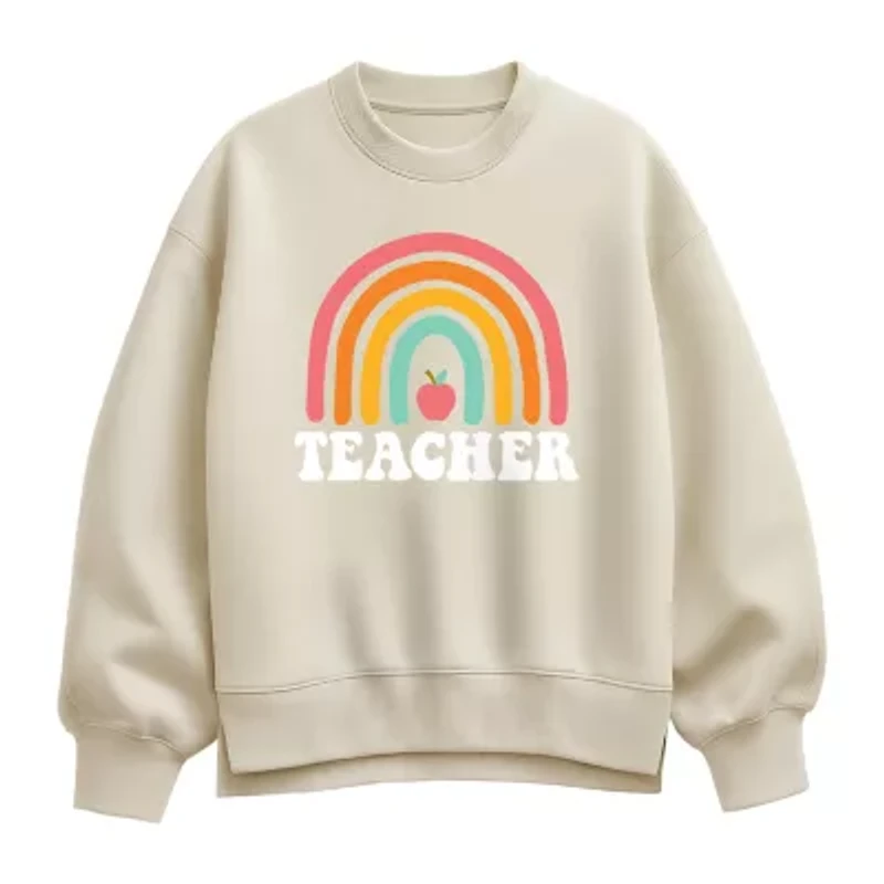 Teacher Rainbow Womens Crew Neck Long Sleeve Pullover Sweater