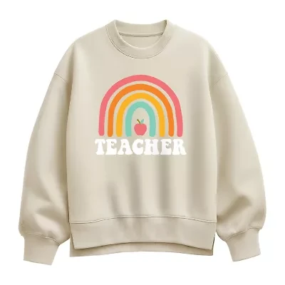 Teacher Rainbow Womens Crew Neck Long Sleeve Pullover Sweater