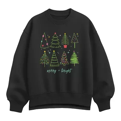 Merry And Bright Womens Crew Neck Long Sleeve Pullover Sweater